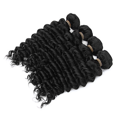 3шт Малайзии Богородицы Глубокое Вьющиеся класс 5А волос Weave 14inch Natural Black