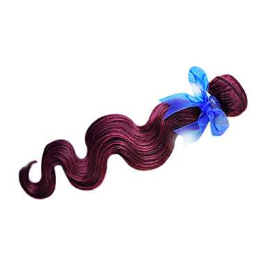 18INCH 100% бразильского Виргинские человеческих волос объемной волны Wine Red Великая 5А выдвижения волос / Плетение (99J)