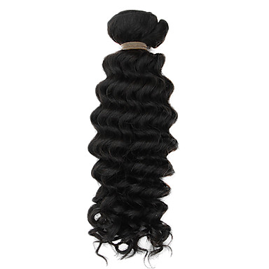 3шт Малайзии Богородицы Глубокое Вьющиеся класс 5А волос Weave 14inch Natural Black