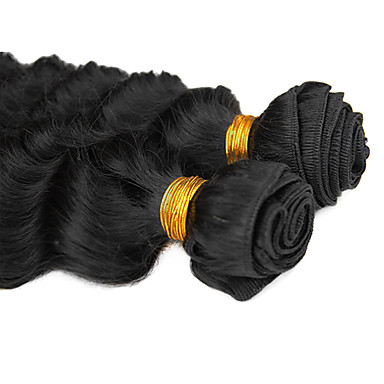 1шт 22inch Natural Black Глубокая волна перуанский Weave волос девственницы