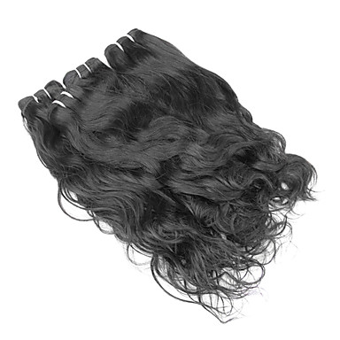 4шт 14inch Natural Black естественная волна бразильские Weave волос девственницы Связки