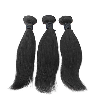 1шт 8inch Natural Black прямой Малайзийский Weave волос девственницы
