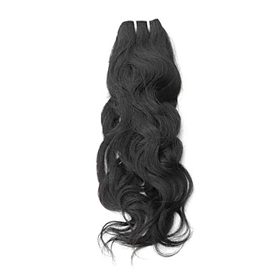 1шт 12 дюймов Natural Black естественная волна Китайский Weave волос девственницы