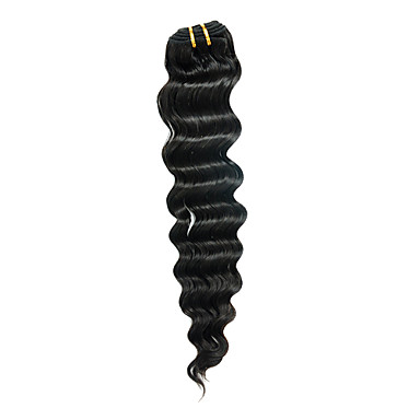 H6007AZ 18 "1шт Natural Black Бразильские Богородицы Сыпучие глубокая волна Переплетается Волосы