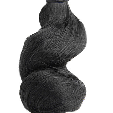 1шт 12 дюймов Natural Black освобождает волну Китайский Weave волос девственницы