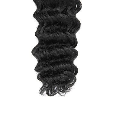 1шт 10 дюймов Natural Black Глубокая волна Китайский Weave волос девственницы