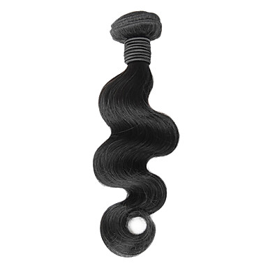 4шт 16 дюймов Natural Black объемная волна Малайзии Weave волос девственницы Связки