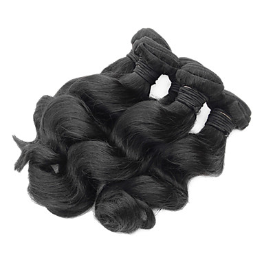 3шт 14inch Natural Black освобождает волну монгольский Weave волос девственницы Связки