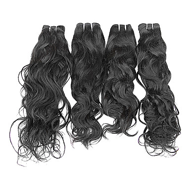 4шт 22inch Natural Black естественная волна китайских Weave волос девственницы Связки