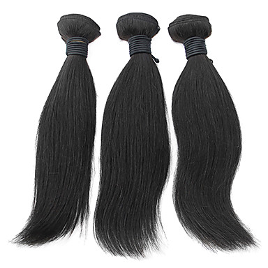 1шт 10 дюймов Natural Black Прямо бразильский Weave волос девственницы