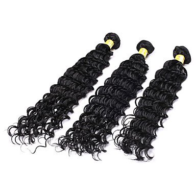 3шт 18 "20" 22 "Малайзийский Депп Wave натуральный черный Переплетается Волосы