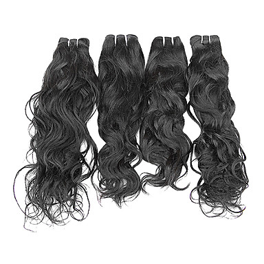 4шт 24inch Natural Black естественная волна китайских Weave волос девственницы Связки