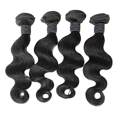 4шт 18INCH натуральный черный объемная волна китайских Weave волос девственницы Связки