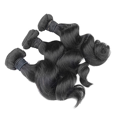 1шт 12 дюймов Natural Black освобождает волну Китайский Weave волос девственницы