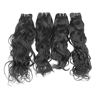 4шт 20Inch Natural Black естественная волна китайских Weave волос девственницы Связки