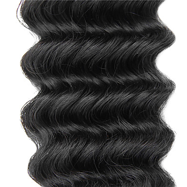 1шт 10 дюймов Natural Black Глубокая волна Китайский Weave волос девственницы