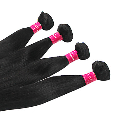 4А бразильского Виргинские Естественная прямая утка человеческих волос Расширения 26 "+28" +28 "+30"