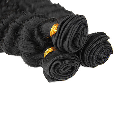 4шт 10inch Natural Black глубокая волна бразильские Weave волос девственницы Связки