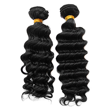 1шт 22inch Natural Black Глубокая волна перуанский Weave волос девственницы