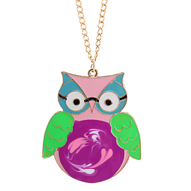 Разноцветной эмалью Сова ожерелье