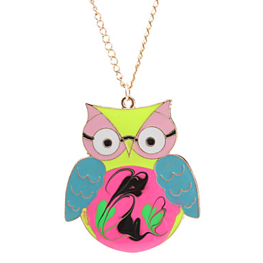 Разноцветной эмалью Сова ожерелье
