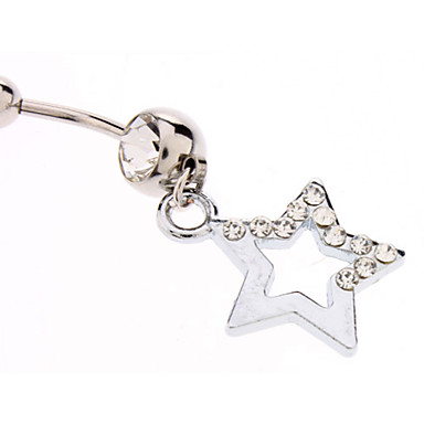Пятиконечная звезда металла алмазный кулон из нержавеющей стали Navel Ring