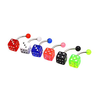 Титан Сталь УФ Dice Pattern кольца пупка (случайный цвет)