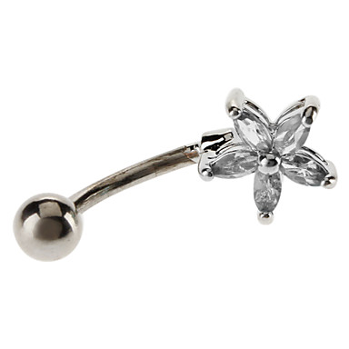 Симпатичные Floret Pattern из нержавеющей стали Кристалл Navel Ring