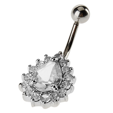 Вода падение кружевной узор из нержавеющей стали Кристалл Navel Ring