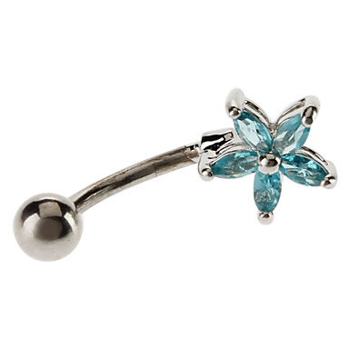 Симпатичные Floret Pattern из нержавеющей стали Кристалл Navel Ring