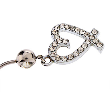 Персик сердца Металл Алмазный кулон из нержавеющей стали Navel Ring