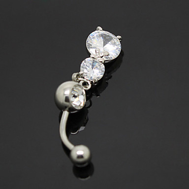 посеребренной нержавеющей стали циркон пупка / прокалывание ушей