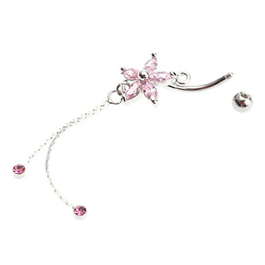 Розовый кристалл циркона Petal шипованных кольцо из нержавеющей Navel