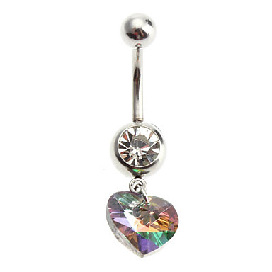 Многоцветный Crystal Heart нержавеющей Navel Ring