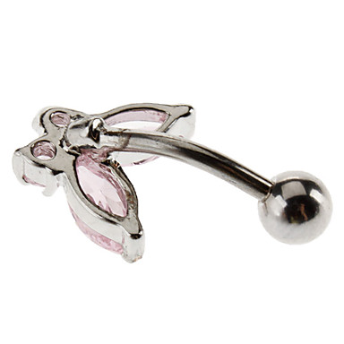 Нежный Бабочки из нержавеющей стали Кристалл Navel Ring
