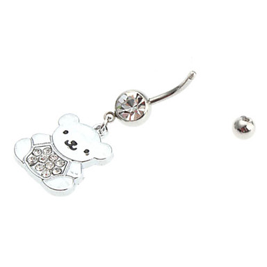 Мини Медведь бриллиантами кольцо из нержавеющей Navel