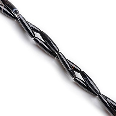 5X25mm 18Pcs Черный Полосатый Onyx Рисовые шарики 1Strand