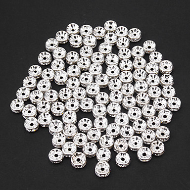 Мода сплюснутый Форма Серебряный Кристалл DIY бусы 50шт