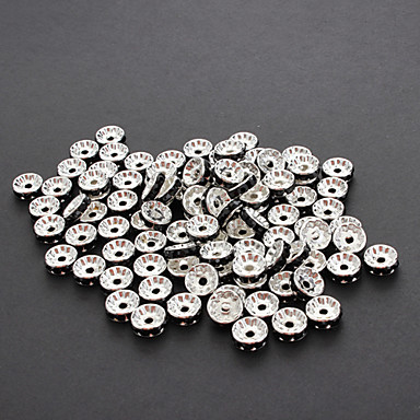 50pcs/set моды круг-образный многоцветный с серебряным покрытием Rhinestone бисера