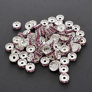 50pcs/set моды круг-образный многоцветный с серебряным покрытием Rhinestone бисера