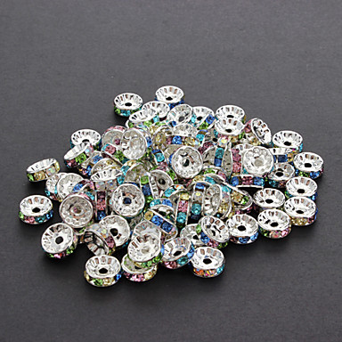 50pcs/set моды круг-образный многоцветный с серебряным покрытием Rhinestone бисера