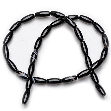 5x12mm 32Pcs Черный Полосатый Onyx Рисовые шарики 1Strand