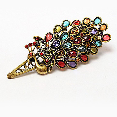 Изысканная мода Rhinestone Очаровательная заколки Павлин