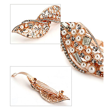 Мода Перла Rhinestone листьев заколки (Случайный цвет)