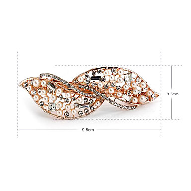 Мода Перла Rhinestone листьев заколки (Случайный цвет)