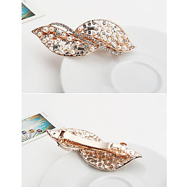 Мода Перла Rhinestone листьев заколки (Случайный цвет)