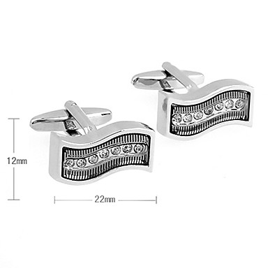Мужская Серебряный Wave Кристалл Запонки (2 шт)