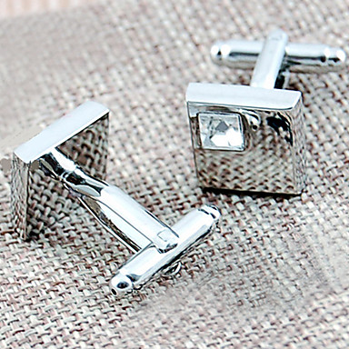 Королевский Французский площадь Мельхиор и Кристалл Мужская Запонки (1 пара)