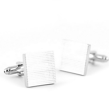 Роскошный французский полосой Square Мужская Сплав серебра Посеребренная Запонки (1 пара)