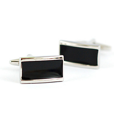 Модный французский Прямоугольные лак горячей сушки Мужская Запонки (черный, 1 пара)